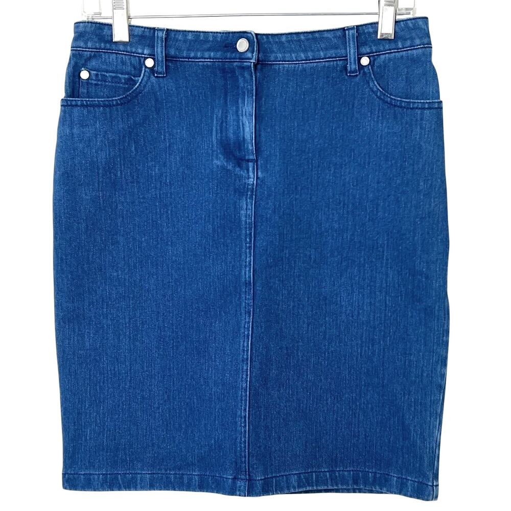 J. Mclaughlin Denim Jean Skirt Stretch Cotton Blue Classic Preppy Size 4